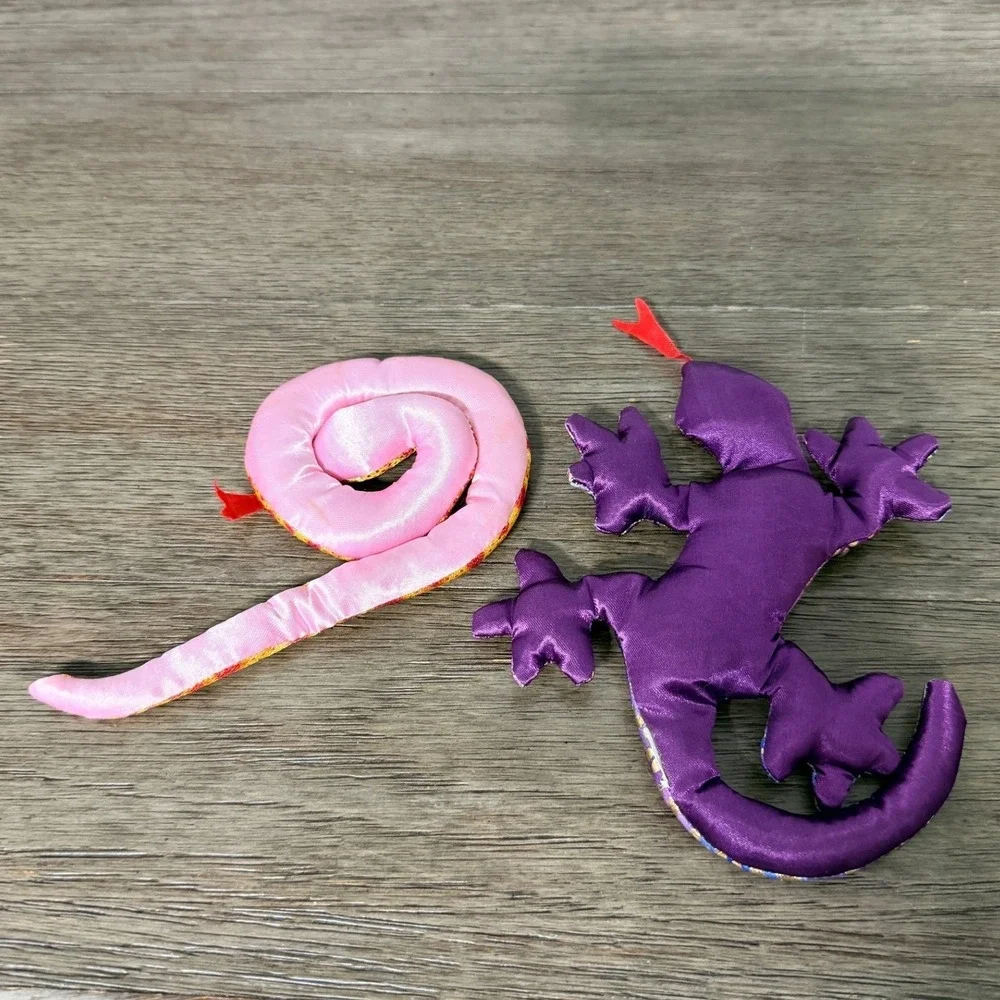 Snake and Lizard Weighted Sand Reptiles Stuffed Animals Glitter Toy Set 2pc